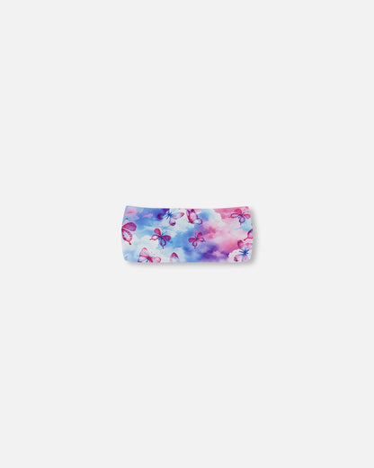 Printed Athletic Headband Pink, Blue And Butterflies