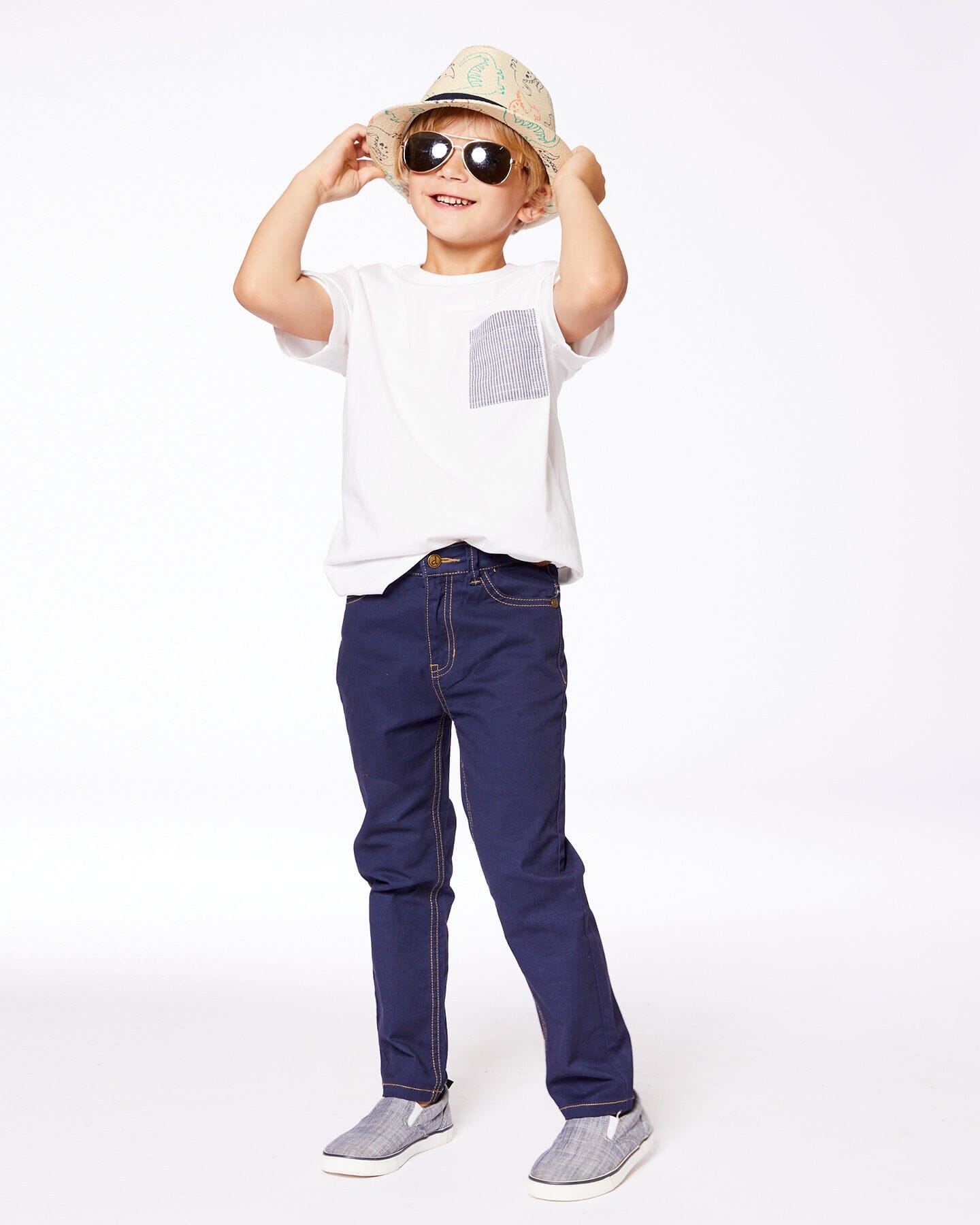 Pantalon sergé extensible bleu marine