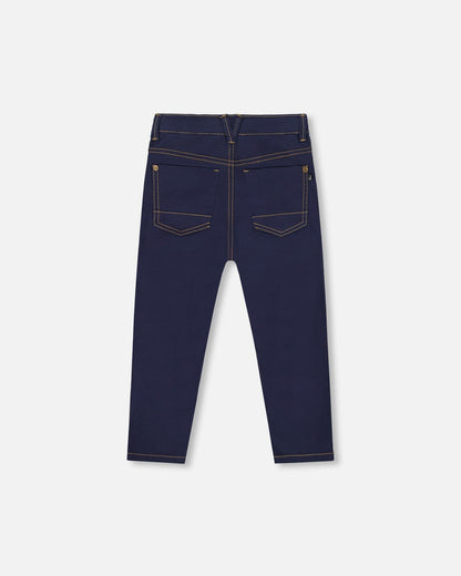 Pantalon sergé extensible bleu marine