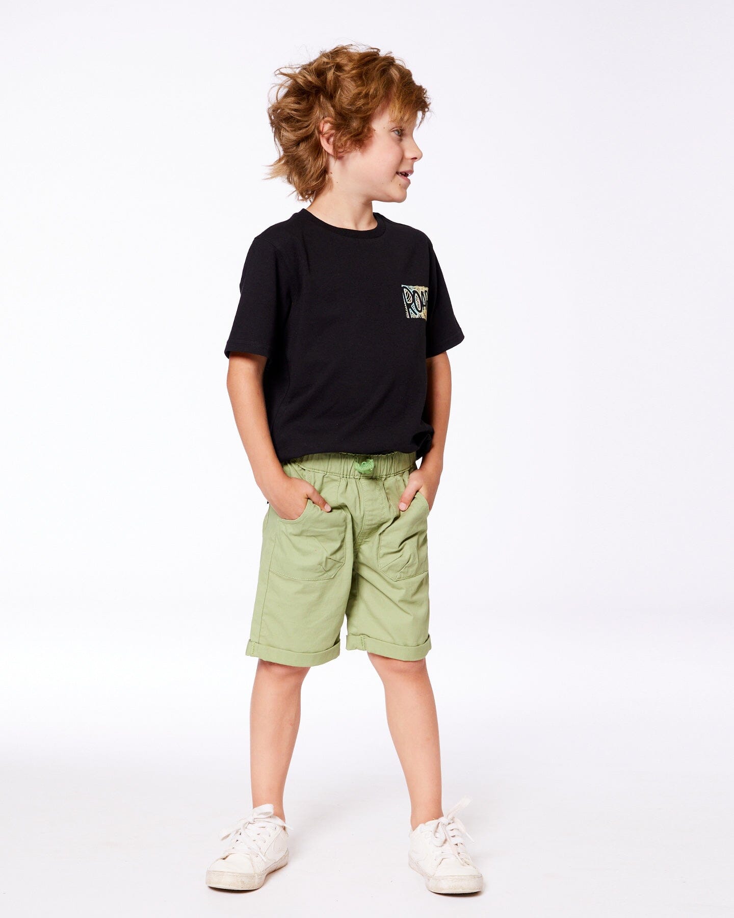 Short en sergé extensible vert