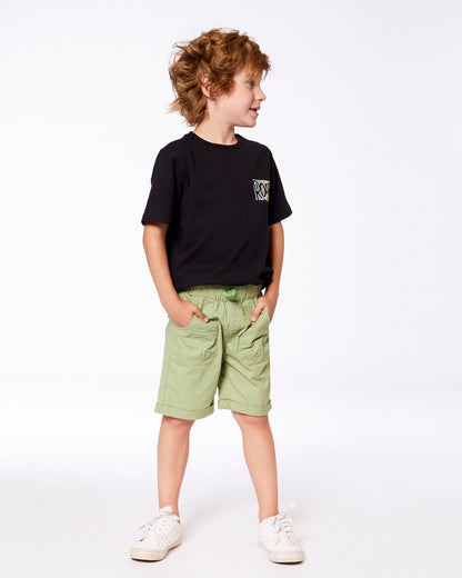 Short en sergé extensible vert