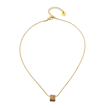 GARNA Or : Mini-chaîne effet peau de serpent avec pendentifs ovales ornés d'oxydes de zirconium