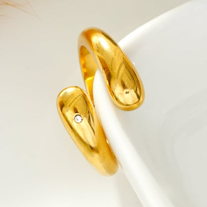 GARUVA : Bague abstraite moderne avec Solitaire Zircon en Or