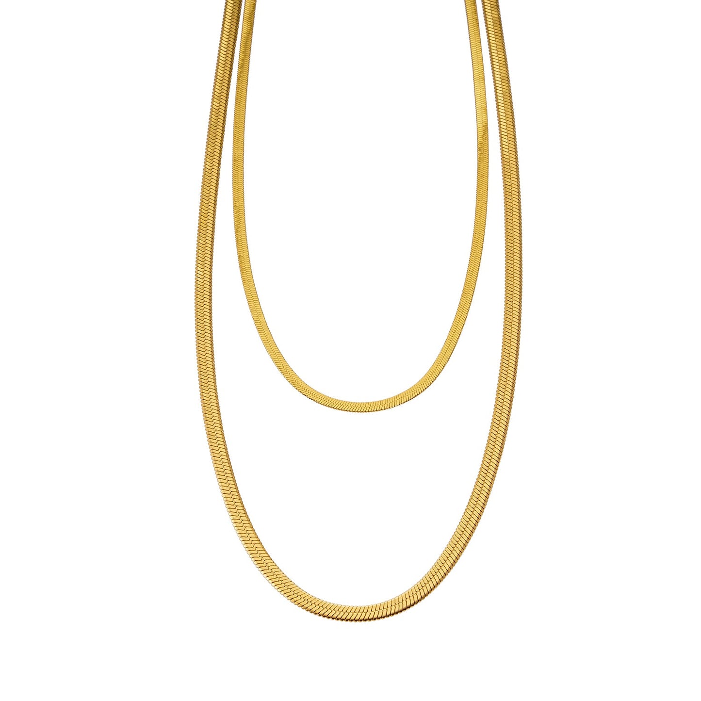 GINTA : Collier doré à 2 niveaux texturé peau de serpent