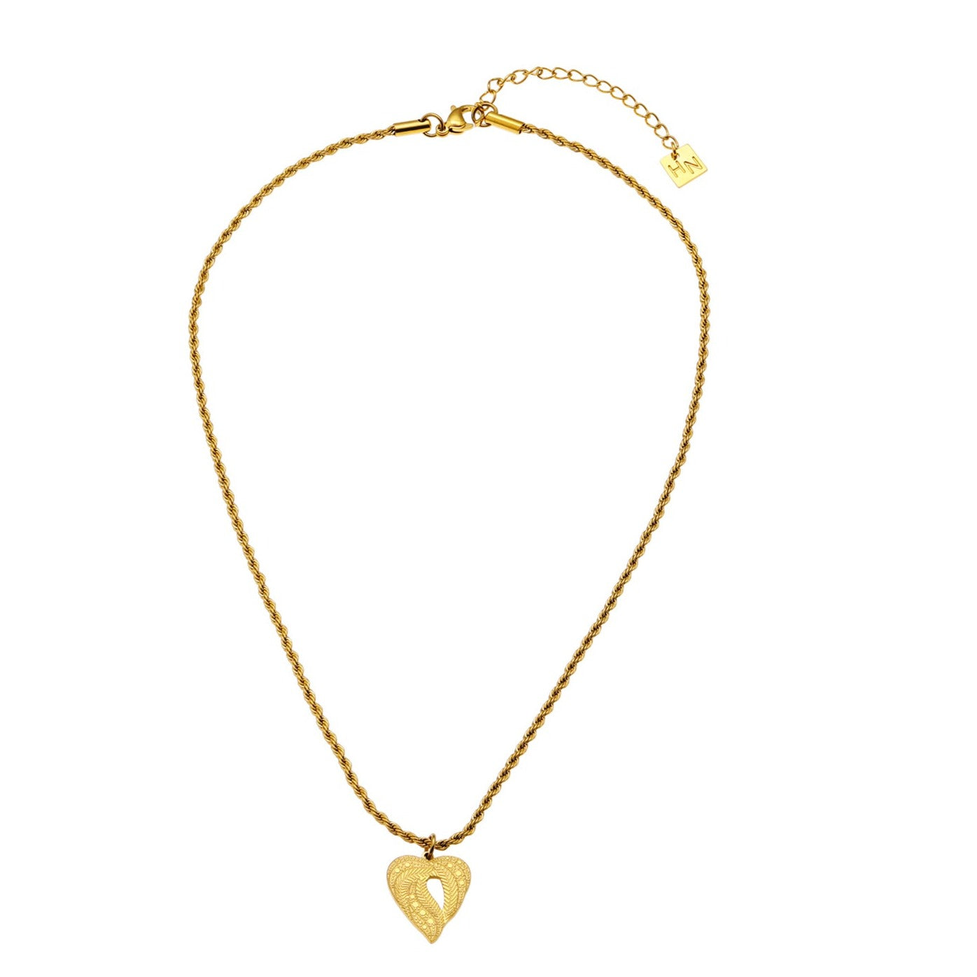 GIVERNY : Collier pendentif cœur abstrait orné sur une chaîne en corde