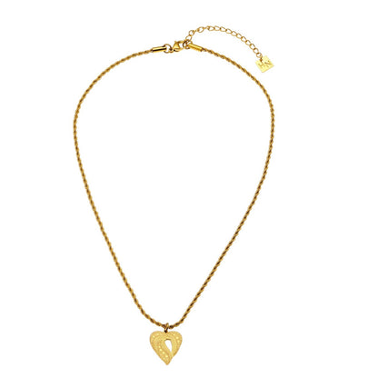 GIVERNY : Collier pendentif cœur abstrait orné sur une chaîne en corde