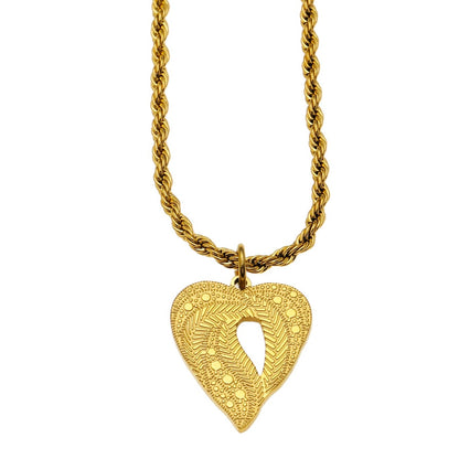 GIVERNY : Collier pendentif cœur abstrait orné sur une chaîne en corde