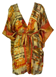 PRG6898 Veste à manches kimono et ceinture en pure soie "Sheer Avatar"