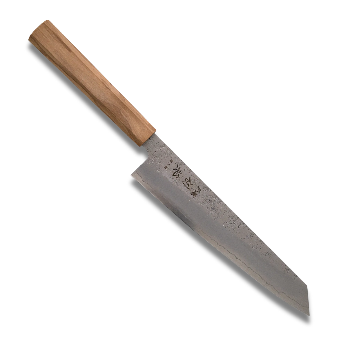 Ginrei Silver 3-Layer Nashiji Kiritsuke Gyuto Knife Olive Wood Handle 205mm