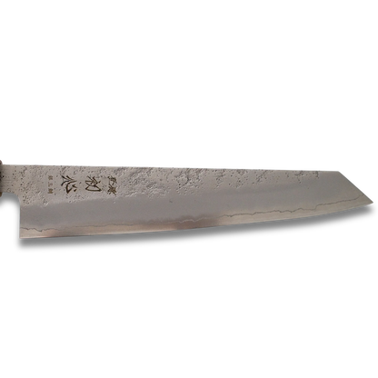 Ginrei Silver 3-Layer Nashiji Kiritsuke Gyuto Knife Olive Wood Handle 205mm