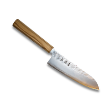Ginrei Silver 3-Layer Nashiji Santoku Knife 170mm Olive Wood Handle