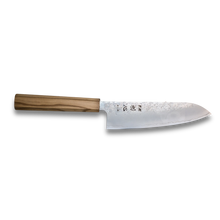 Ginrei Silver 3-Layer Nashiji Santoku Knife 170mm Olive Wood Handle