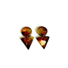 Geometric Clip On Earrings in Fluid Art Style