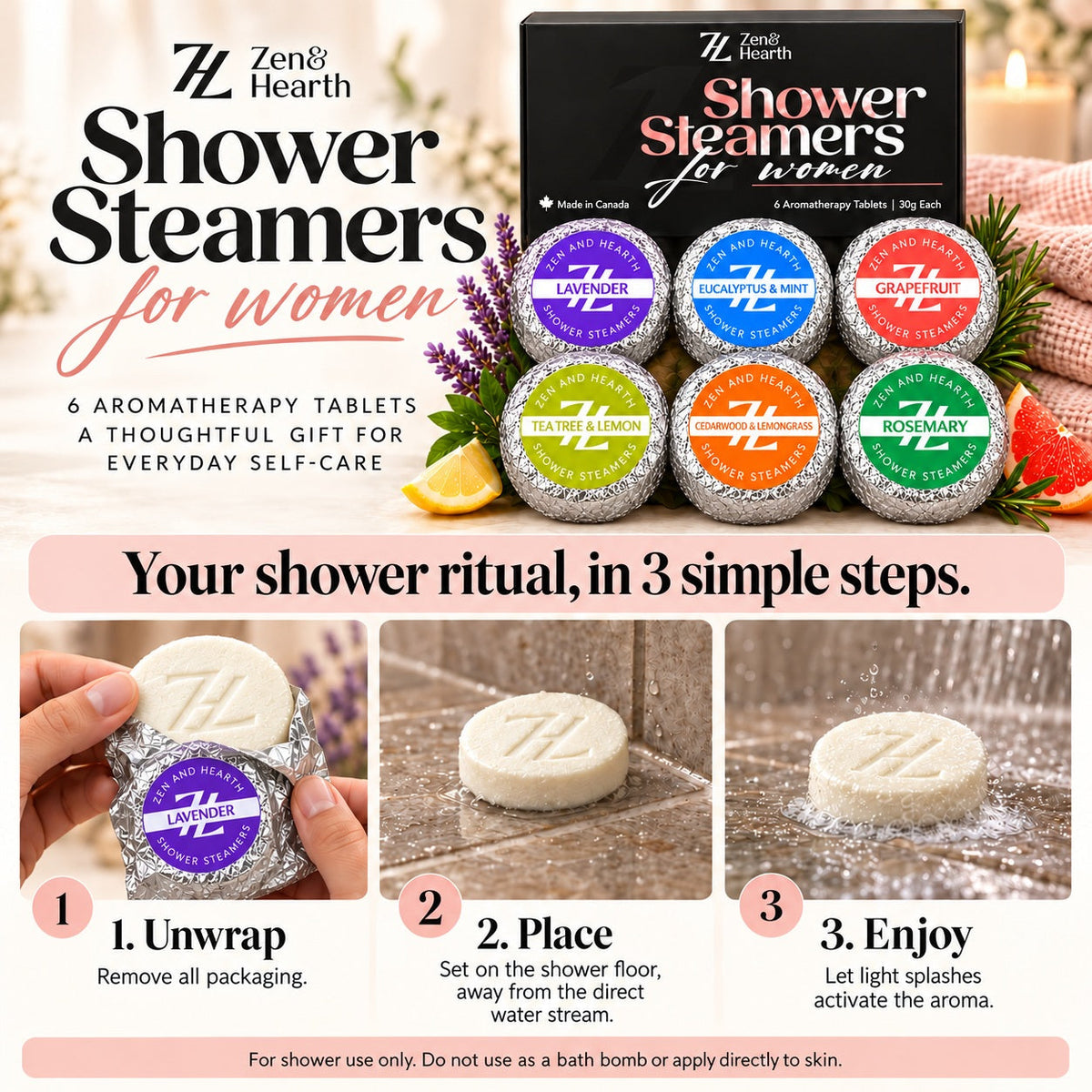 Shower Steamer for Women – 6 Pack Gift Set