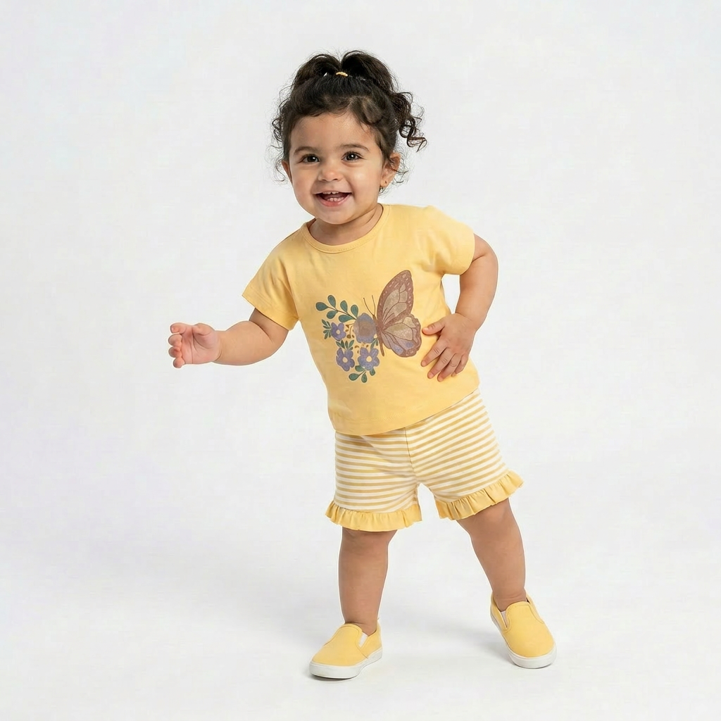 Nature Butterfly Baby Shorts Set