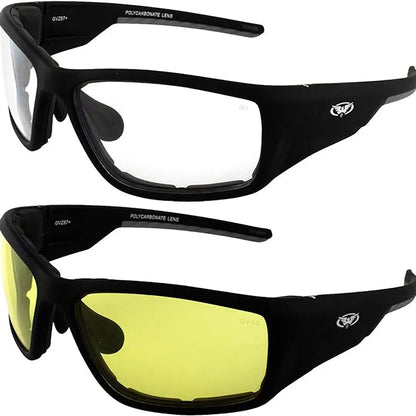 Lunettes de soleil Kinetic ajustables et rembourrées de Global Vision pour moto. Lunettes de protection souples, homologuées pour la conduite.