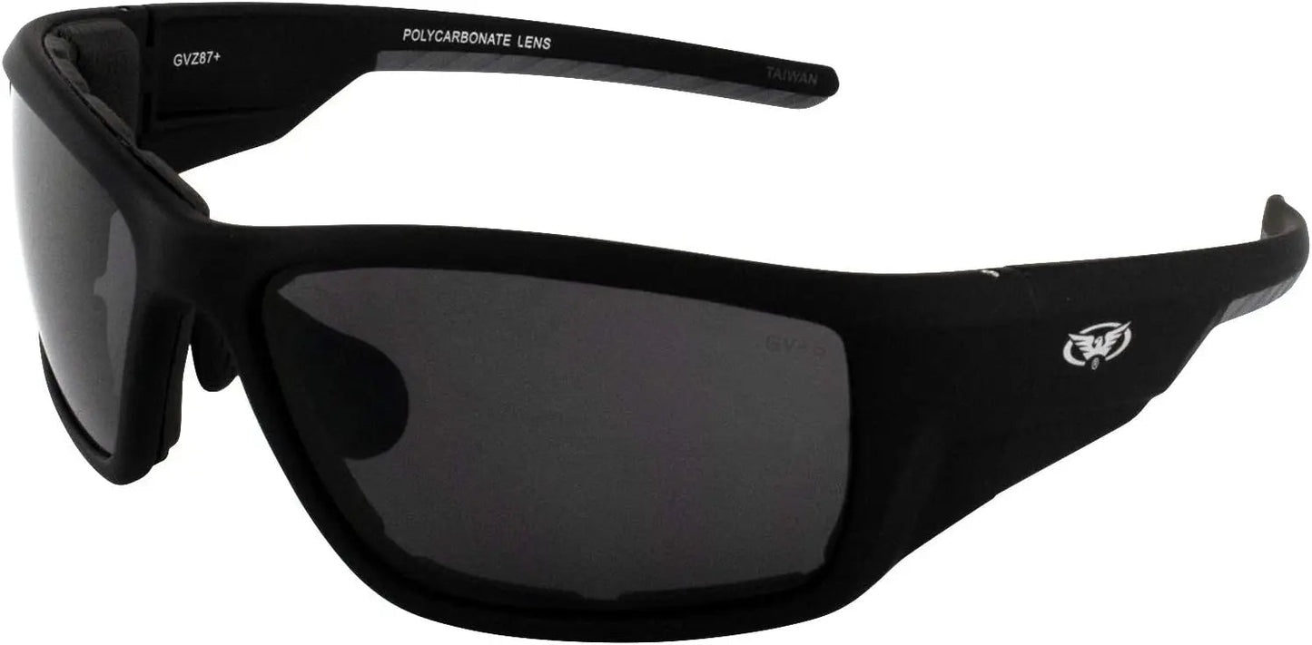 Lunettes de soleil Kinetic ajustables et rembourrées de Global Vision pour moto. Lunettes de protection souples, homologuées pour la conduite.