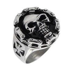 Bague Gothique Crâne GoSteel pour Homme avec Chaîne de Vélo