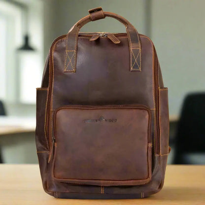 Sac à dos en cuir Greenwood avec compartiments renforcés pour ordinateur portable et tablette