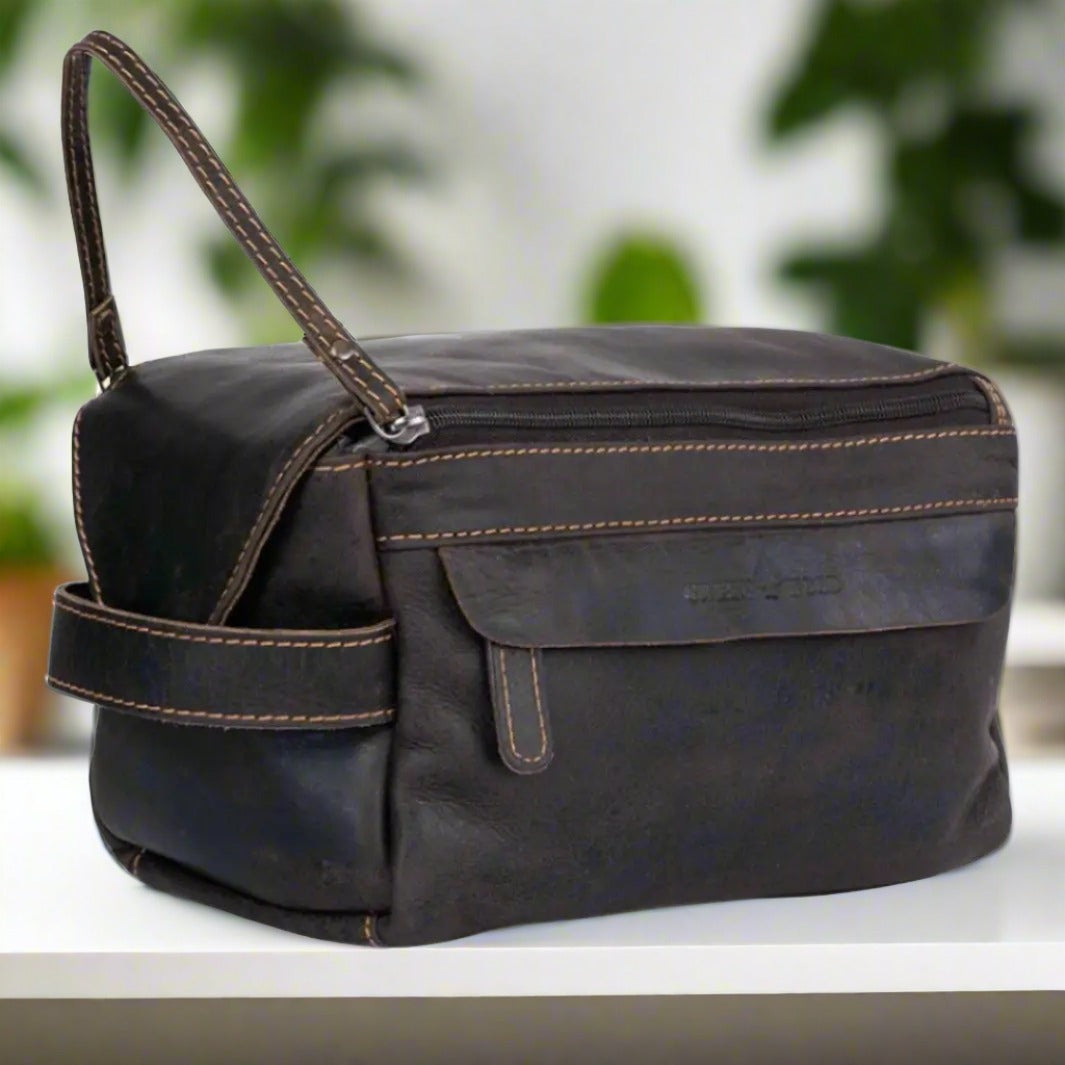 Trousse de toilette de voyage Darwin en cuir Greenwood