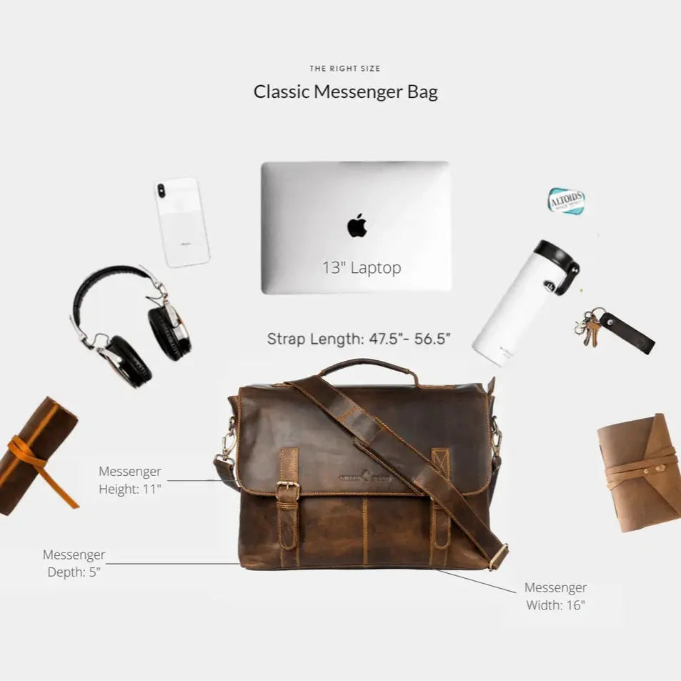 Sacoche pour ordinateur portable en cuir Greenwood