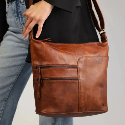 Sac bandoulière en cuir Greenwood avec 2 poches zippées