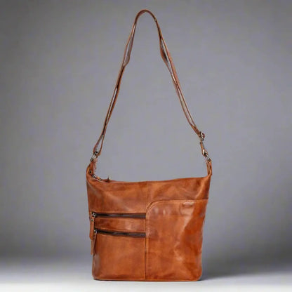 Sac bandoulière en cuir Greenwood avec 2 poches zippées