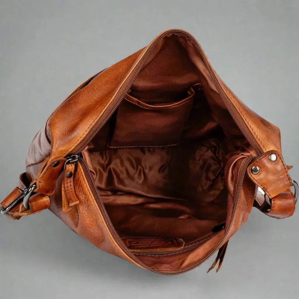 Sac bandoulière en cuir Greenwood avec 2 poches zippées