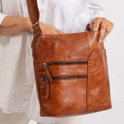 Sac bandoulière en cuir Greenwood avec 2 poches zippées
