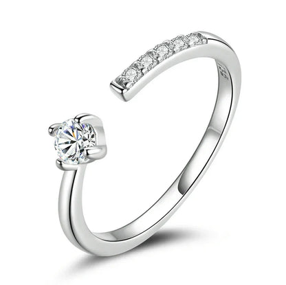 Bague ajustable en argent sterling 925 avec oxyde de zirconium