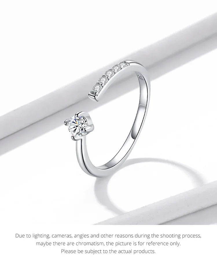 Bague ajustable en argent sterling 925 avec oxyde de zirconium