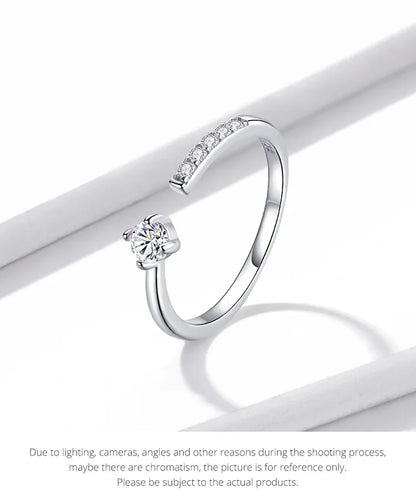 Bague ajustable en argent sterling 925 avec oxyde de zirconium