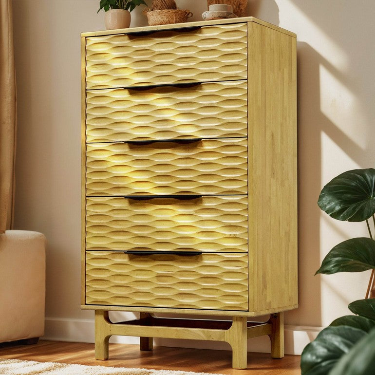 Commode Elara en bois massif à 5 tiroirs