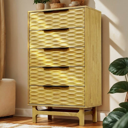 Commode Elara en bois massif à 5 tiroirs