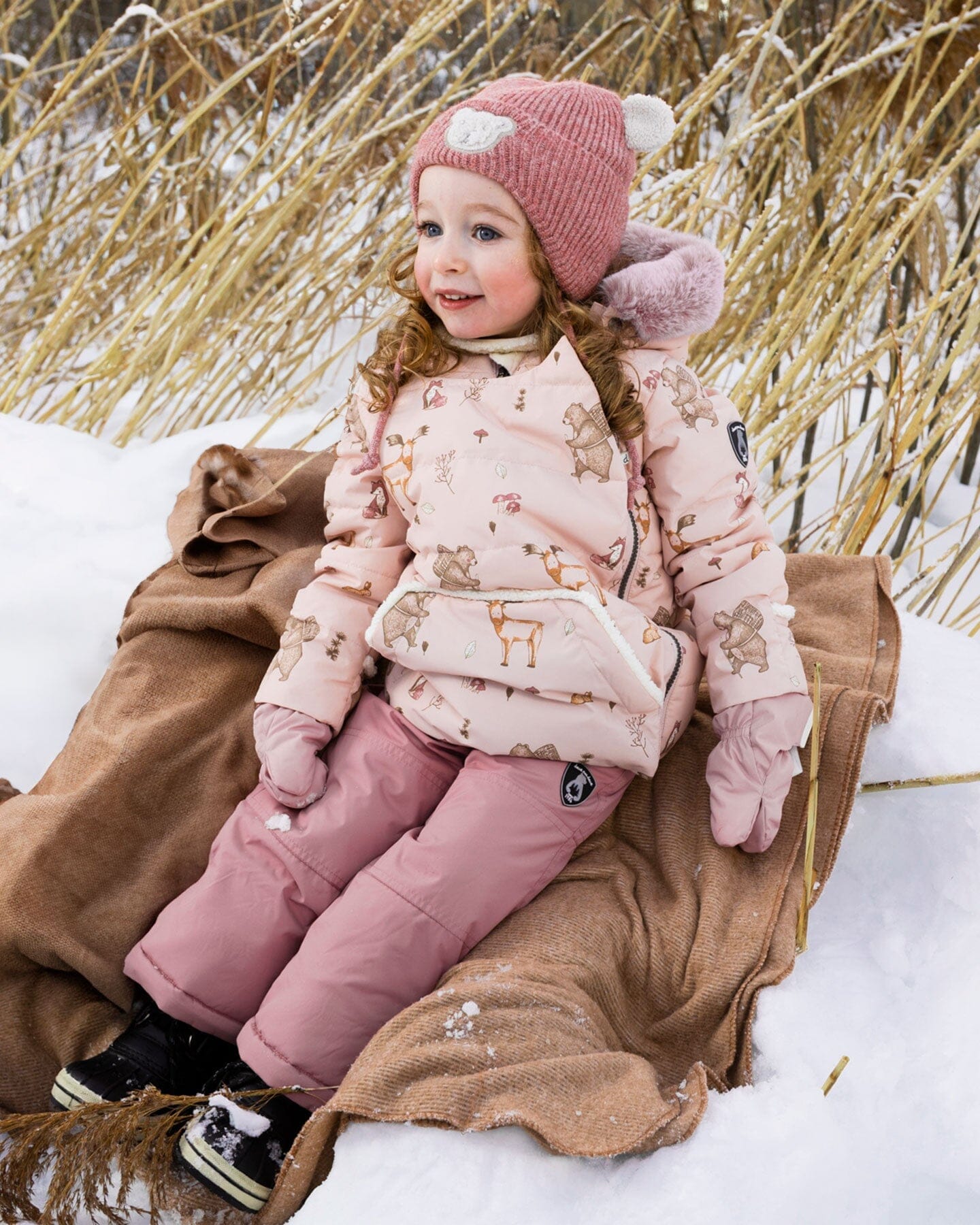 Ensemble de neige deux pièces pour bébé, rose poudré