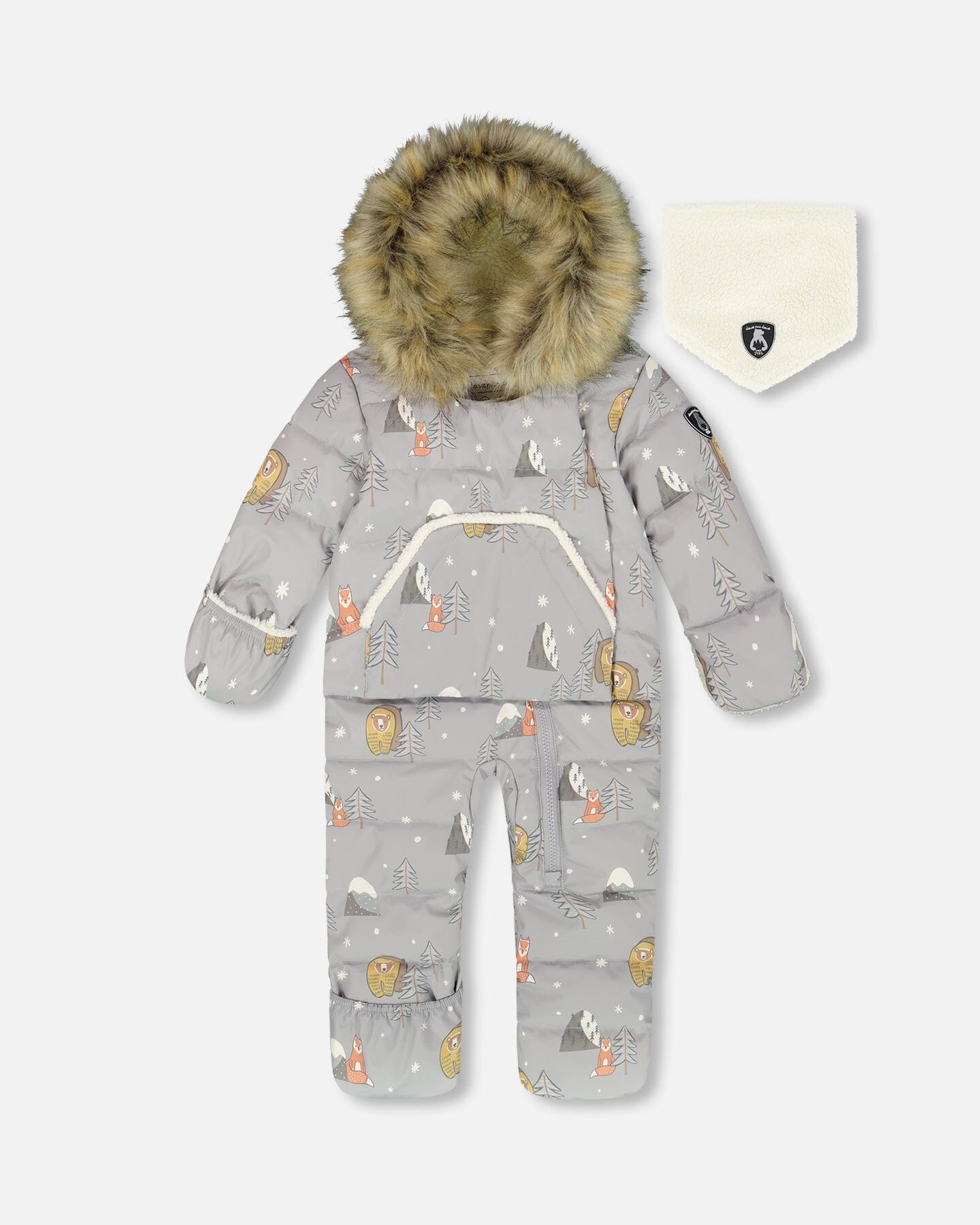 Combinaison de Neige Une Pièce pour Bébé Motif Ours Gris Conçue pour Siège Auto