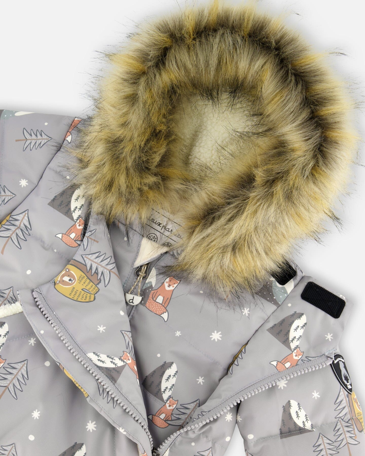 Combinaison de Neige Une Pièce pour Bébé Motif Ours Gris Conçue pour Siège Auto