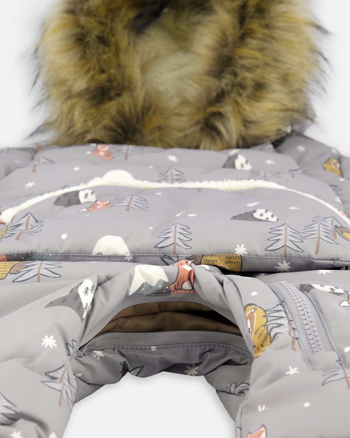 Combinaison de Neige Une Pièce pour Bébé Motif Ours Gris Conçue pour Siège Auto