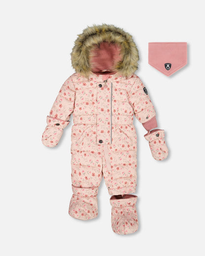 Combinaison bébé une pièce originale, motif Mini-Fleurs Rose