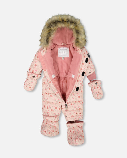 Combinaison bébé une pièce originale, motif Mini-Fleurs Rose