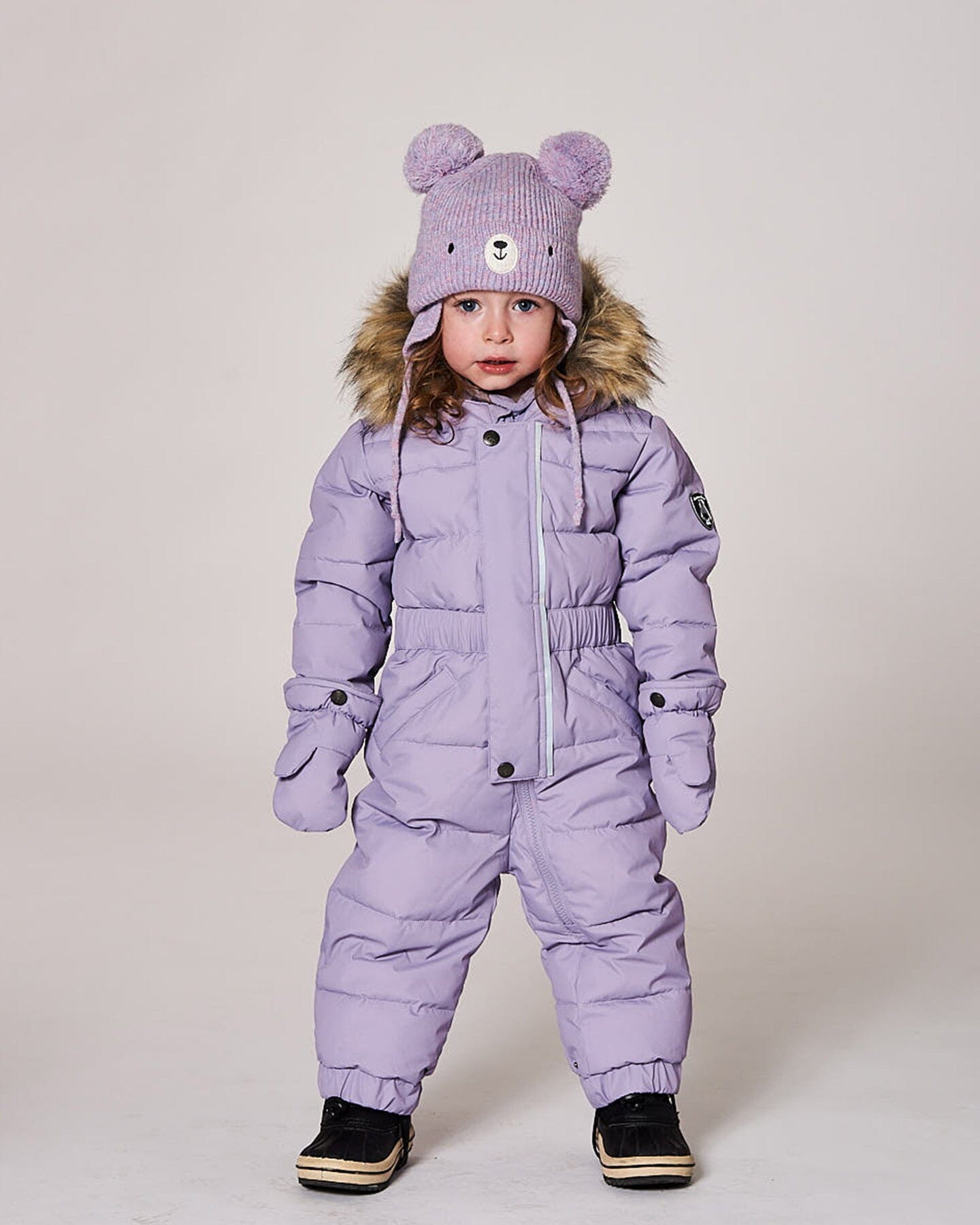 Combinaison de Neige Originale et Matelassée pour Bébé Une Pièce Violet Gris