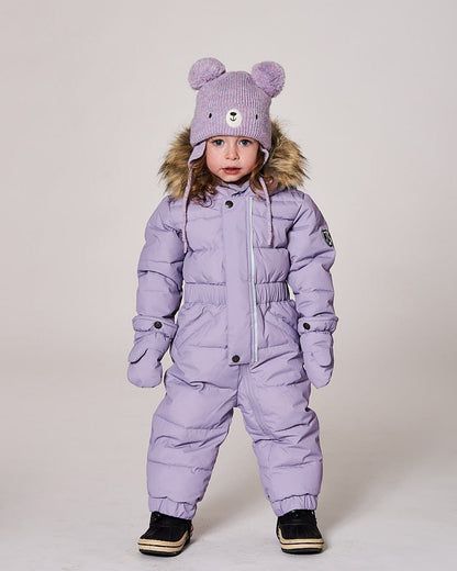 Combinaison de Neige Originale et Matelassée pour Bébé Une Pièce Violet Gris