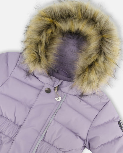 Combinaison de Neige Originale et Matelassée pour Bébé Une Pièce Violet Gris
