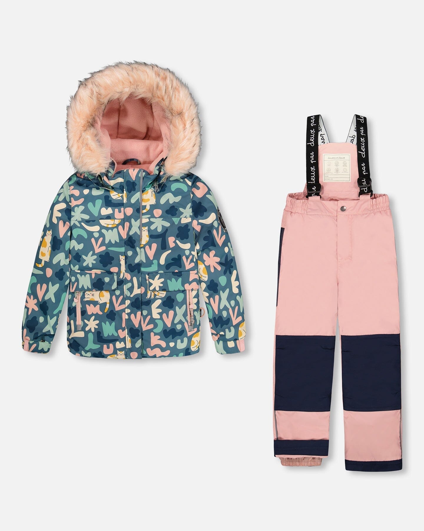 Combinaison de Neige Deux Pièces Avec Veste Imprimée Rose Vieux