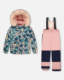 Combinaison de Neige Deux Pièces Avec Veste Imprimée Rose Vieux