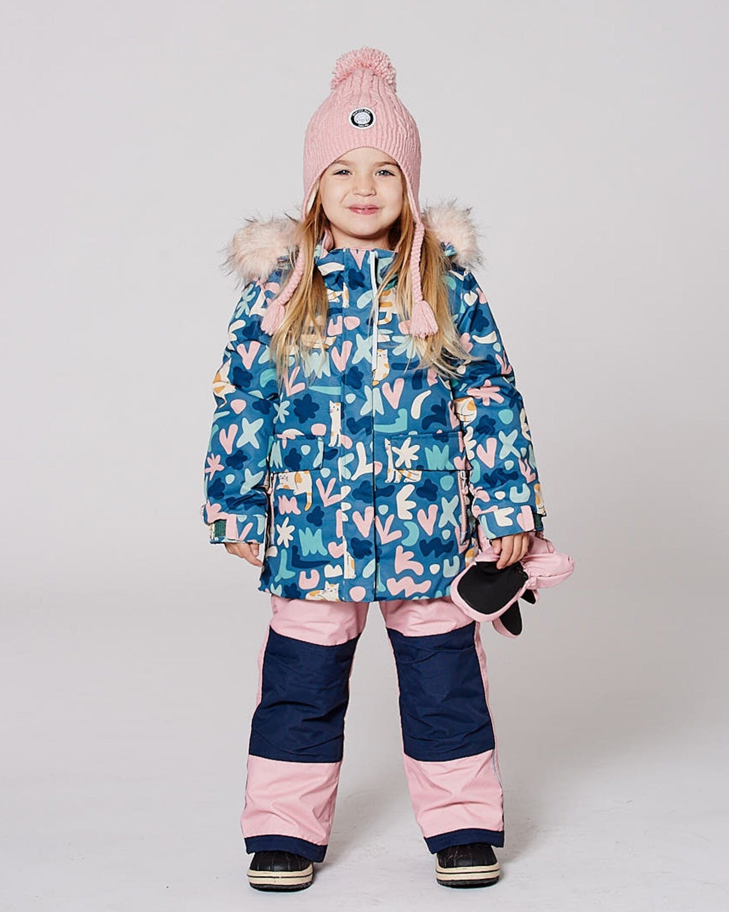 Combinaison de Neige Deux Pièces Avec Veste Imprimée Rose Vieux