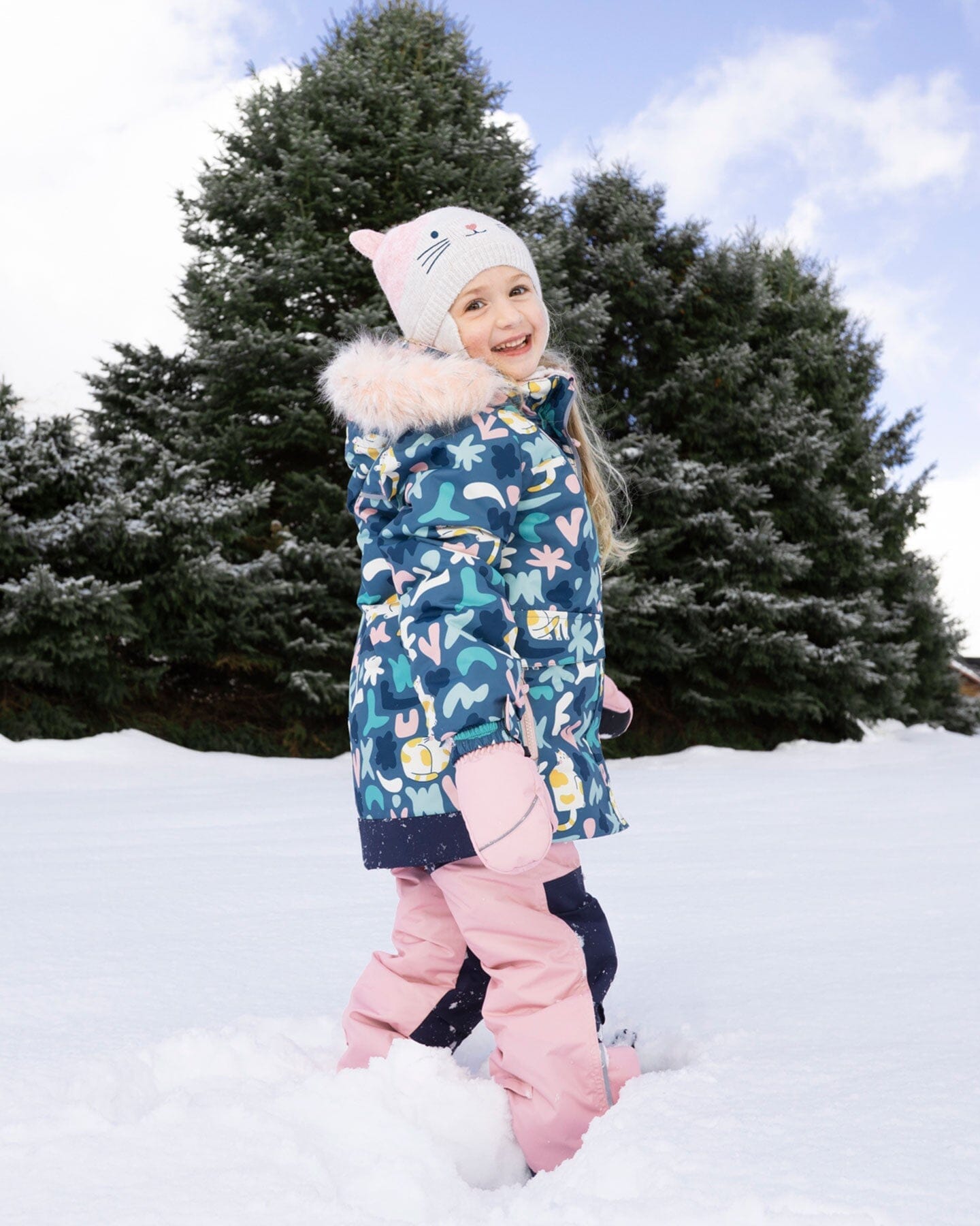 Combinaison de Neige Deux Pièces Avec Veste Imprimée Rose Vieux