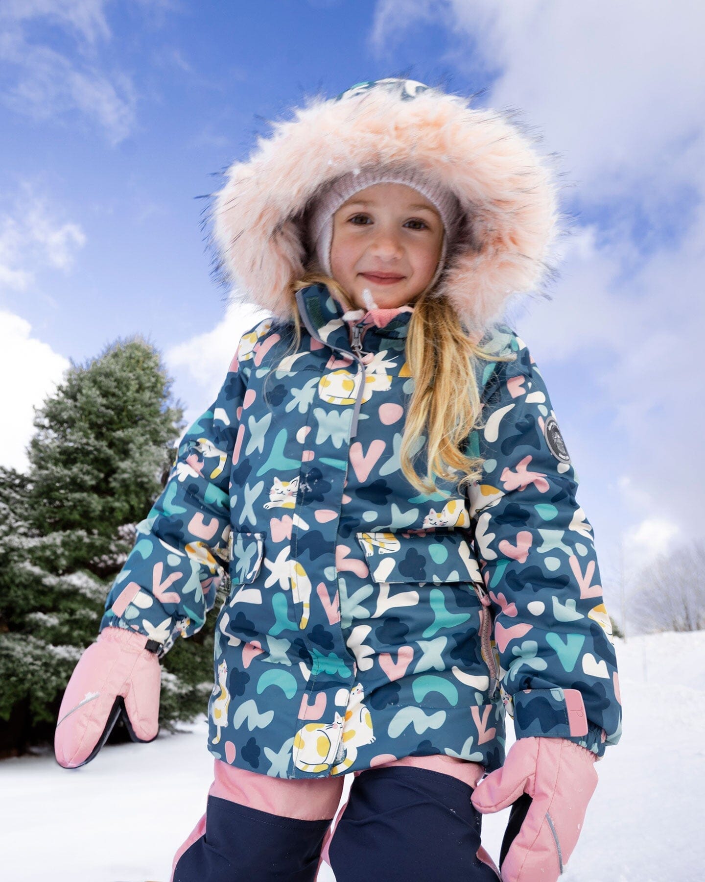 Combinaison de Neige Deux Pièces Avec Veste Imprimée Rose Vieux
