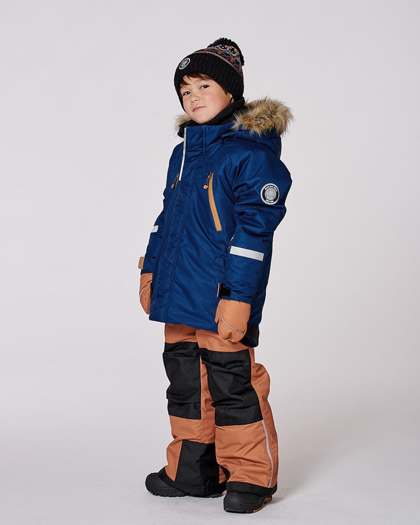 Combinaison de Neige Deux Pièces Bleu Marine et Marron