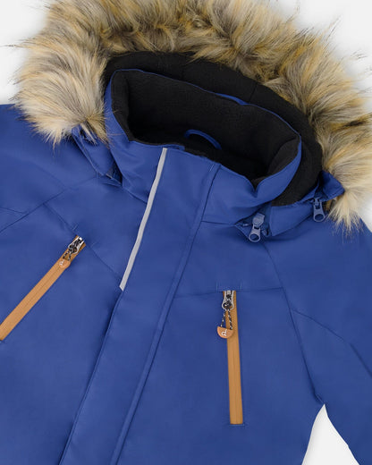 Combinaison de Neige Deux Pièces Bleu Marine et Marron